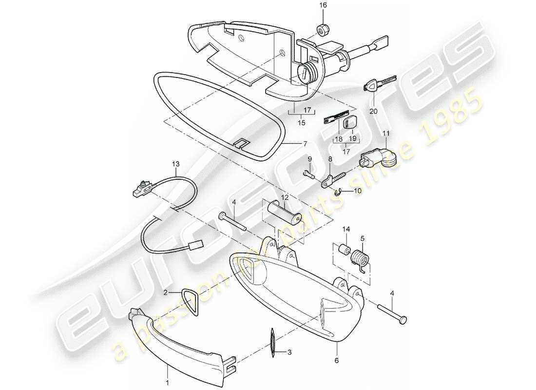 Porsche 997 (2006) maniglia Diagramma delle parti