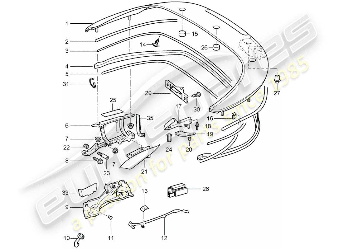 Porsche 997 (2006) CONTENITORE SUPERIORE Diagramma delle parti