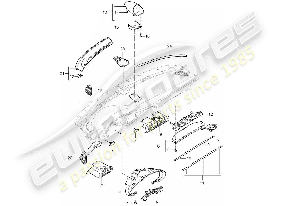 Porsche 997 (2008) Accessori Diagramma delle parti