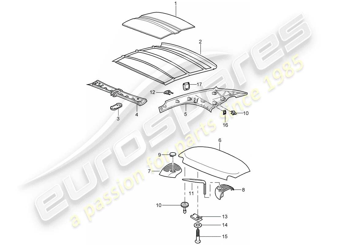 Porsche 997 (2008) Tettuccio rigido Diagramma delle parti