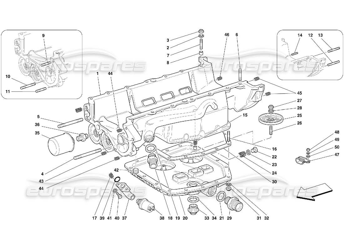 Ferrari 456 GT/GTA Lubrificazione - Coppa dell'olio e filtri Diagramma delle parti