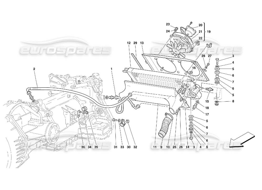 Ferrari 456 GT/GTA Radiatore di raffreddamento del cambio - Valido per 456 GTA Diagramma delle parti