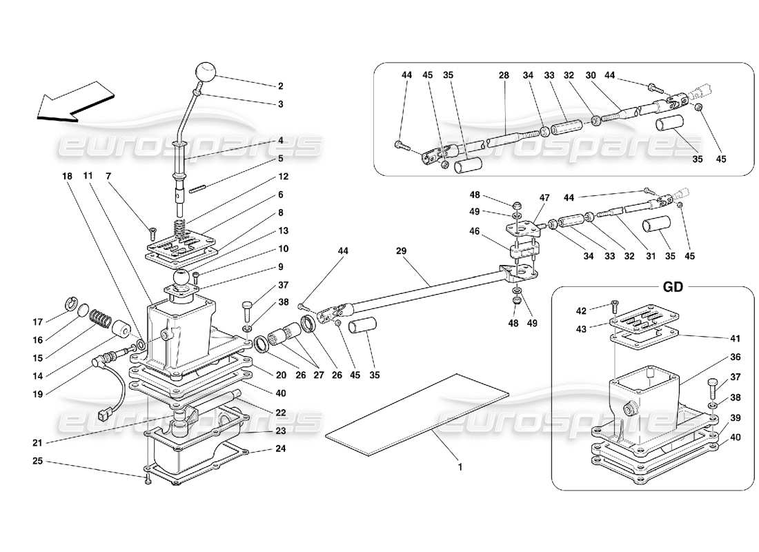 Ferrari 456 GT/GTA Comandi esterni del cambio: non per 456 GTA Diagramma delle parti