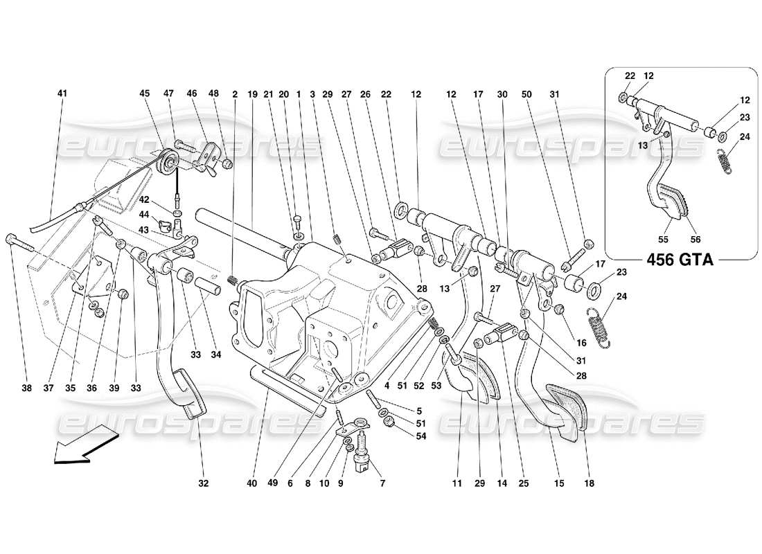 Ferrari 456 GT/GTA Pedali e controllo acceleratore -Valido per GD Diagramma delle parti