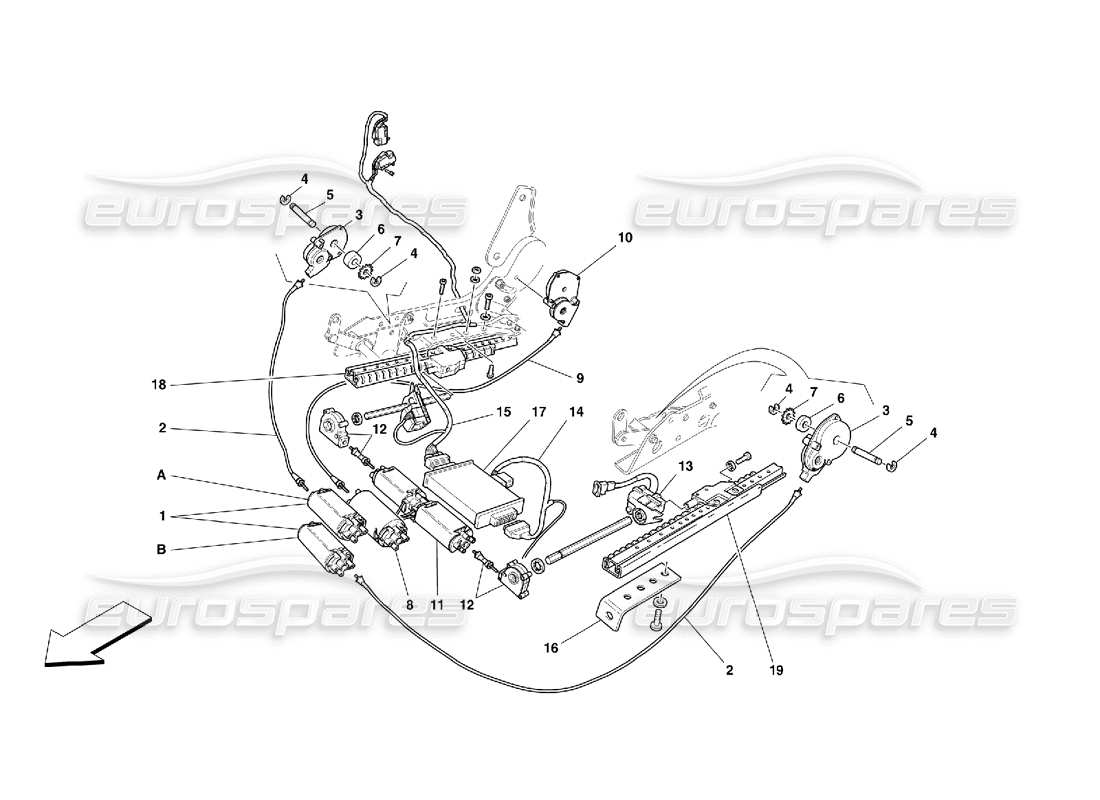 Ferrari 456 GT/GTA Sistema di movimento del sedile anteriore Diagramma delle parti