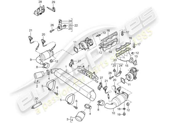 a part diagram from the Porsche 997 T/GT2 (2008) parts catalogue