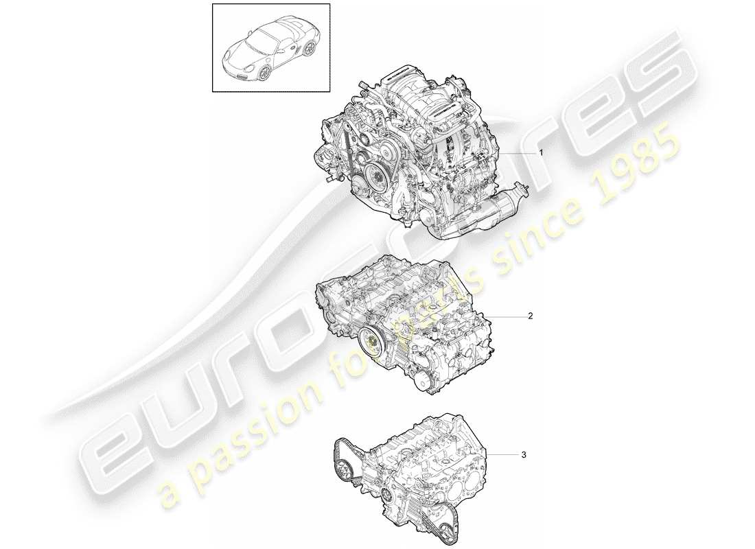 Porsche Boxster 987 (2010) motore sostitutivo Diagramma delle parti