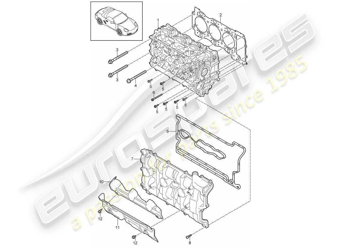 Porsche Boxster 987 (2010) TESTATA Diagramma delle parti