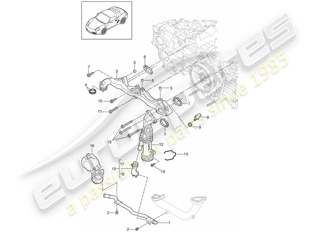 Porsche Boxster 987 (2010) sottotelaio Diagramma delle parti