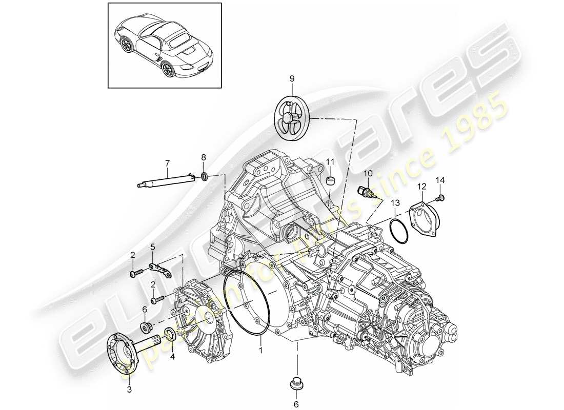 Porsche Boxster 987 (2010) trasmissione sostitutiva Diagramma delle parti