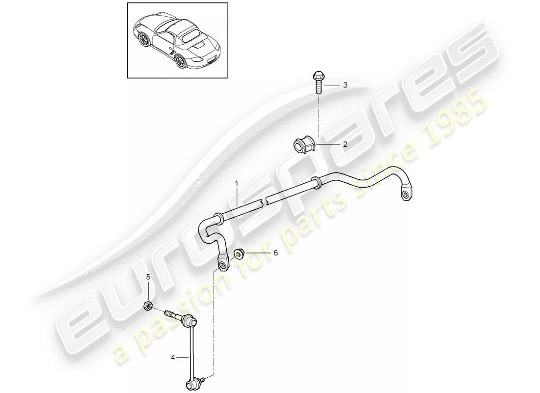 Porsche Boxster 987 (2010) stabilizzatore Diagramma delle parti