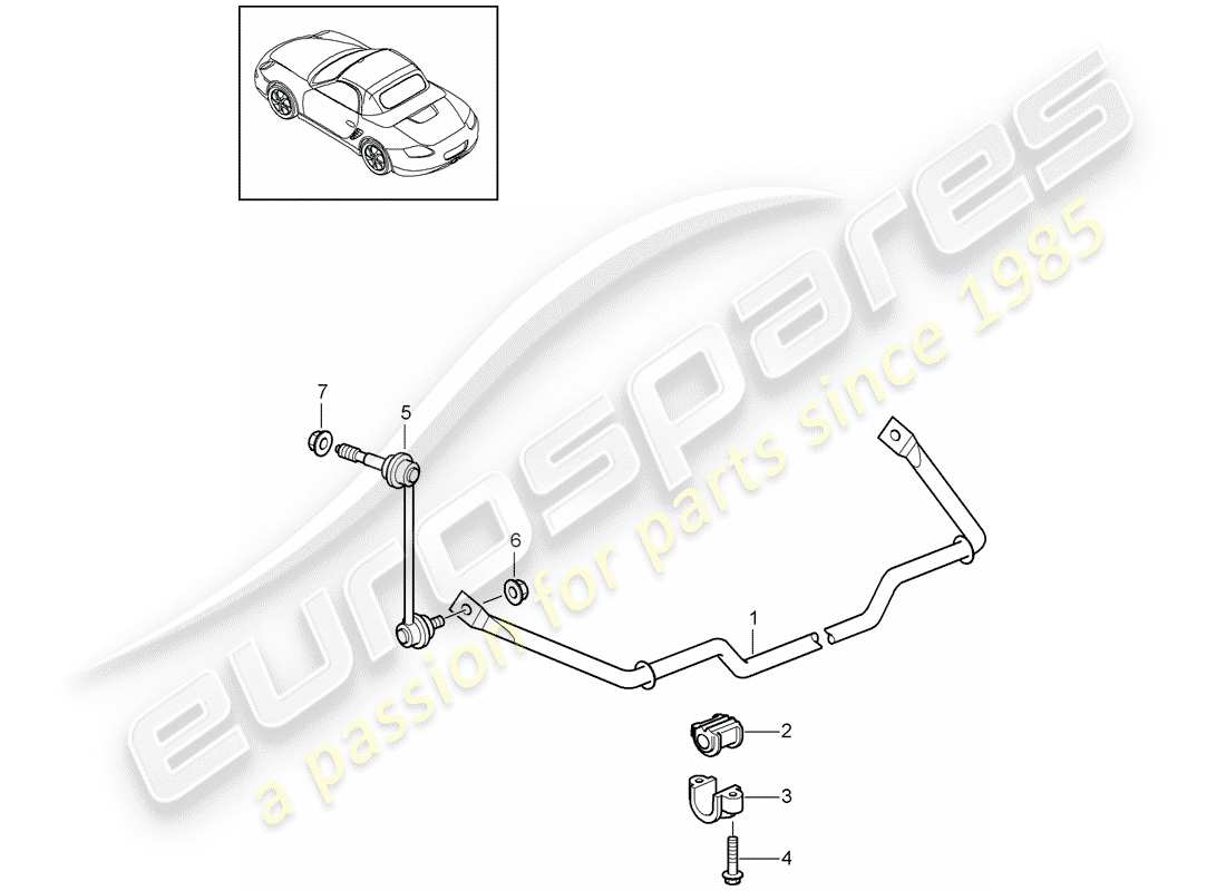 Porsche Boxster 987 (2010) stabilizzatore Diagramma delle parti