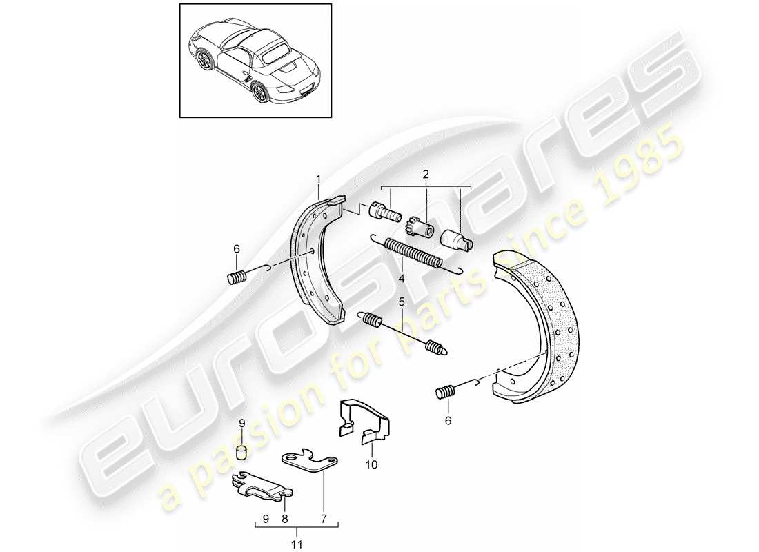 Porsche Boxster 987 (2010) Freno a mano Diagramma delle parti