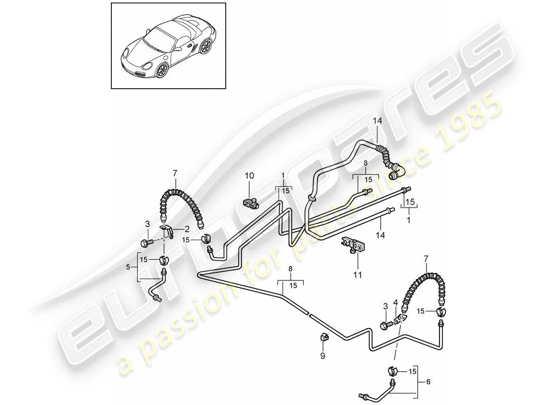 Porsche Boxster 987 (2010) LINEA FRENO Diagramma delle parti