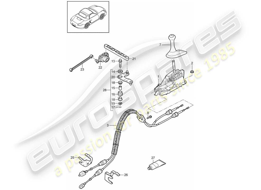 Porsche Boxster 987 (2010) controllo della trasmissione Diagramma delle parti