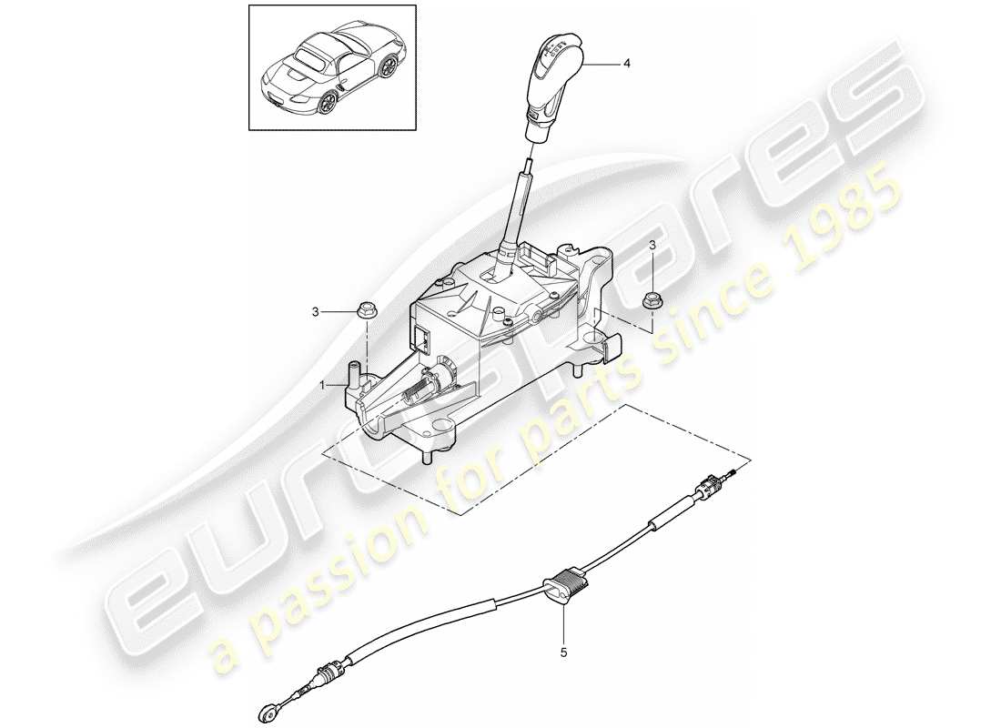 Porsche Boxster 987 (2010) leva selettrice Diagramma delle parti