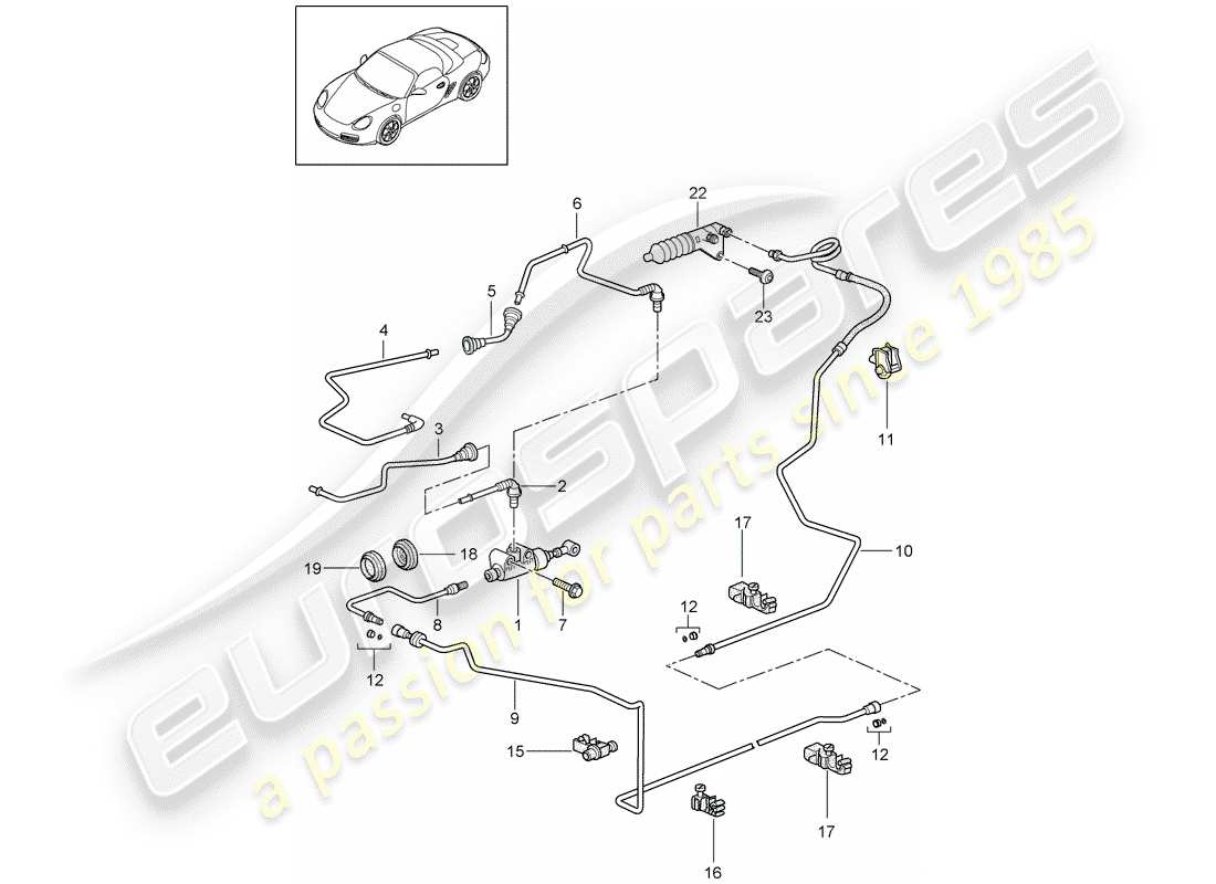 Porsche Boxster 987 (2010) frizione idraulica Diagramma delle parti