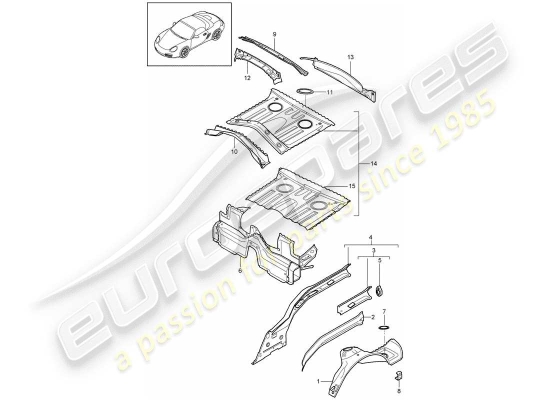 Porsche Boxster 987 (2010) ESTREMITÀ POSTERIORE Diagramma delle parti