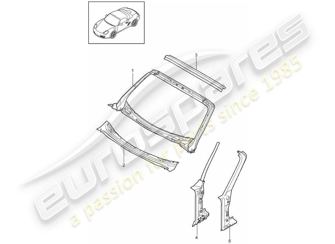 Porsche Boxster 987 (2010) CAPPUCCIO Diagramma delle parti