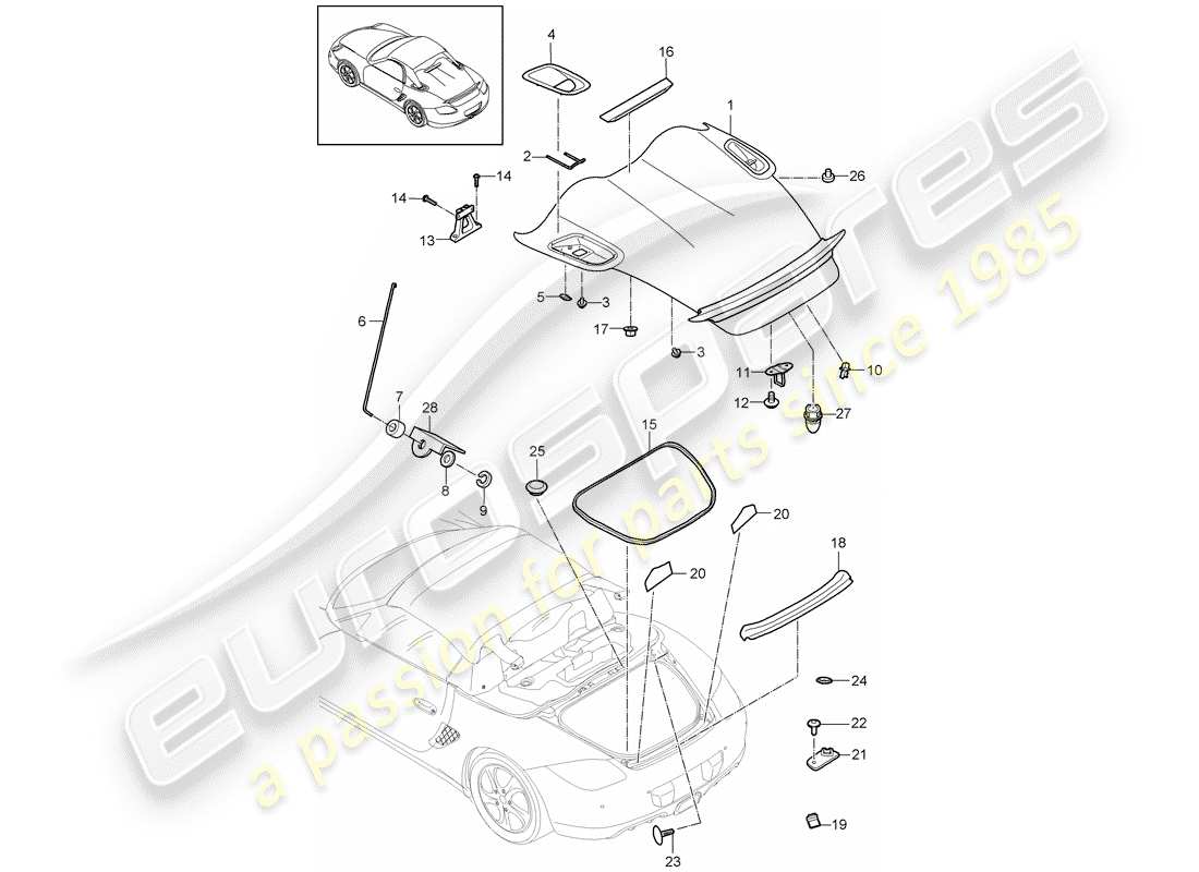 Porsche Boxster 987 (2010) COPERTINA Diagramma delle parti