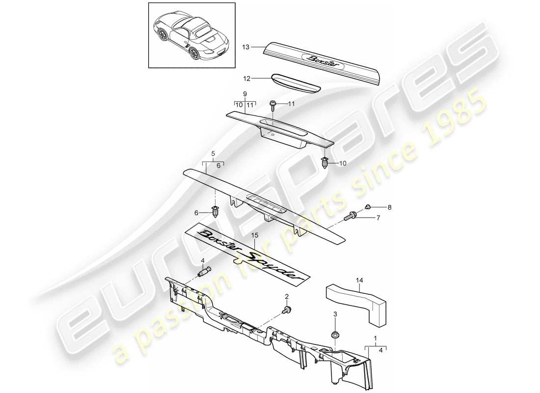 Porsche Boxster 987 (2010) liner Diagramma delle parti