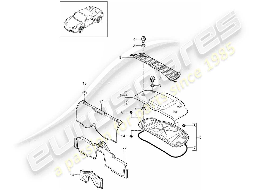 Porsche Boxster 987 (2010) finiture Diagramma delle parti