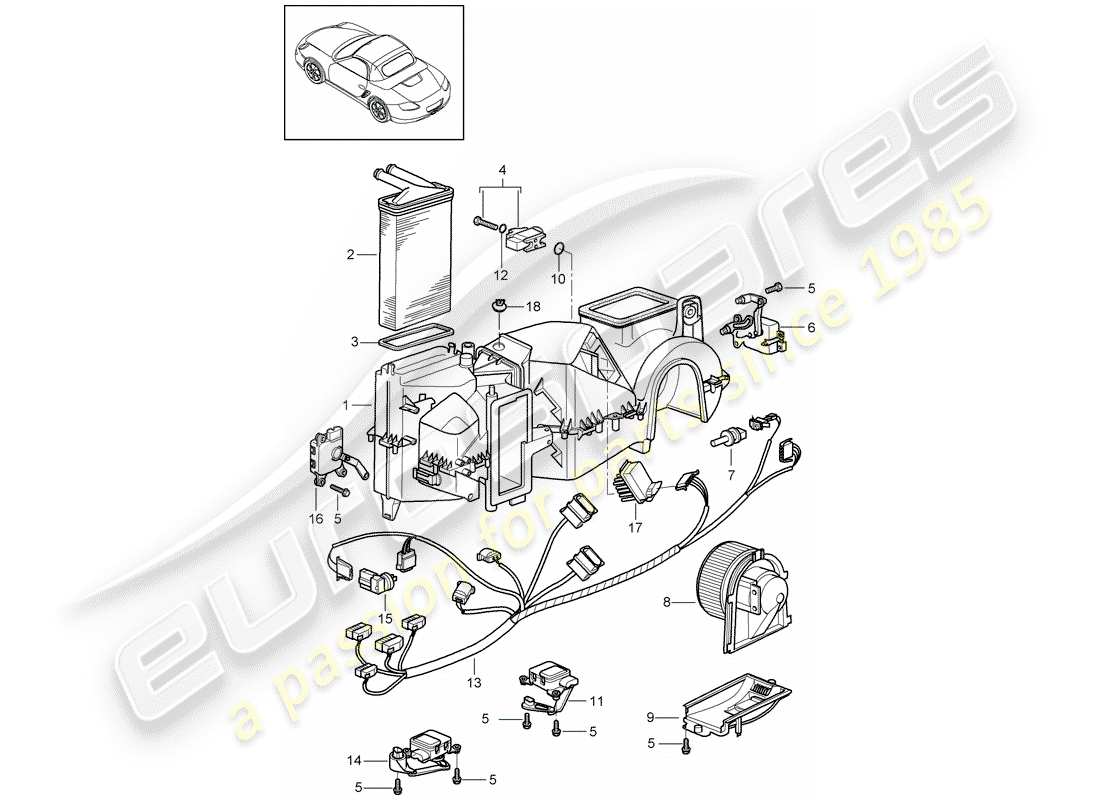 Porsche Boxster 987 (2010) CONDIZIONATORE Diagramma delle parti