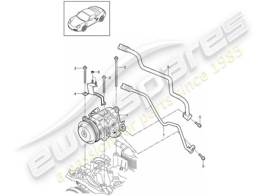 Porsche Boxster 987 (2010) compressore Diagramma delle parti