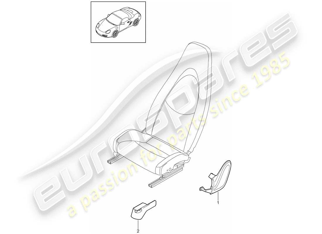 Porsche Boxster 987 (2010) SEDILE ANTERIORE Diagramma delle parti