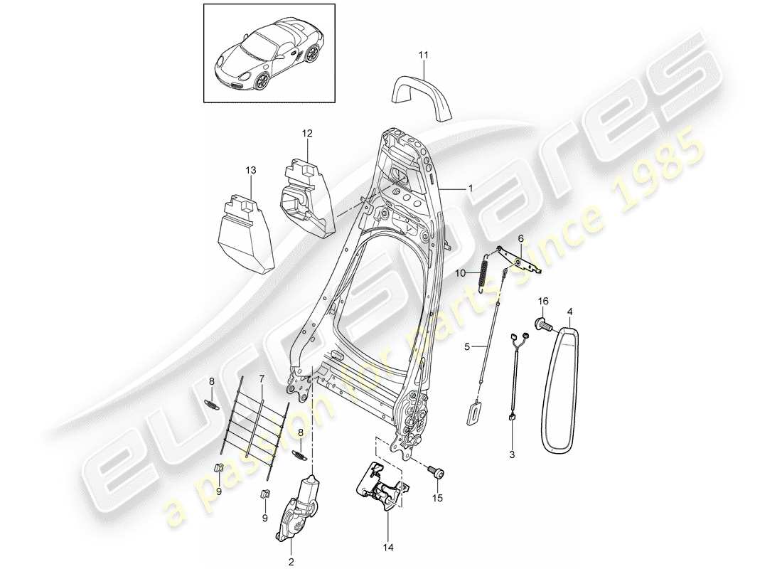 Porsche Boxster 987 (2010) TELAIO SCHIENALE Diagramma delle parti