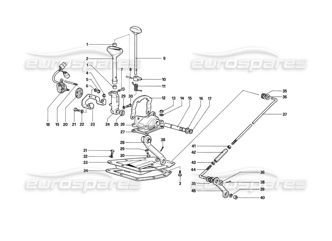Ferrari 412 Comandi esterni del cambio (meccanici) - 412 A. Diagramma delle parti
