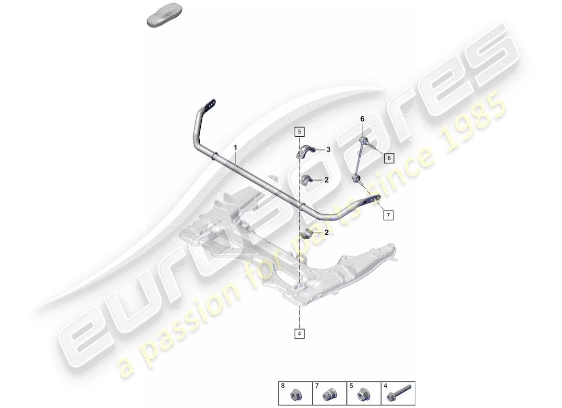 Porsche Boxster Spyder (2019) stabilizzatore Diagramma delle parti
