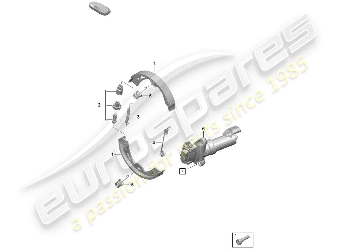 Porsche Boxster Spyder (2019) freno di stazionamento Diagramma delle parti
