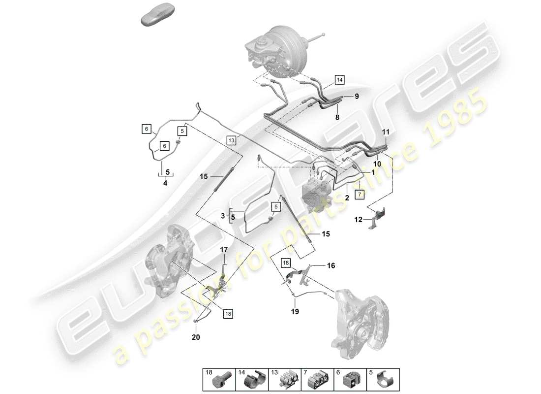 Porsche Boxster Spyder (2019) LINEA FRENO Diagramma delle parti