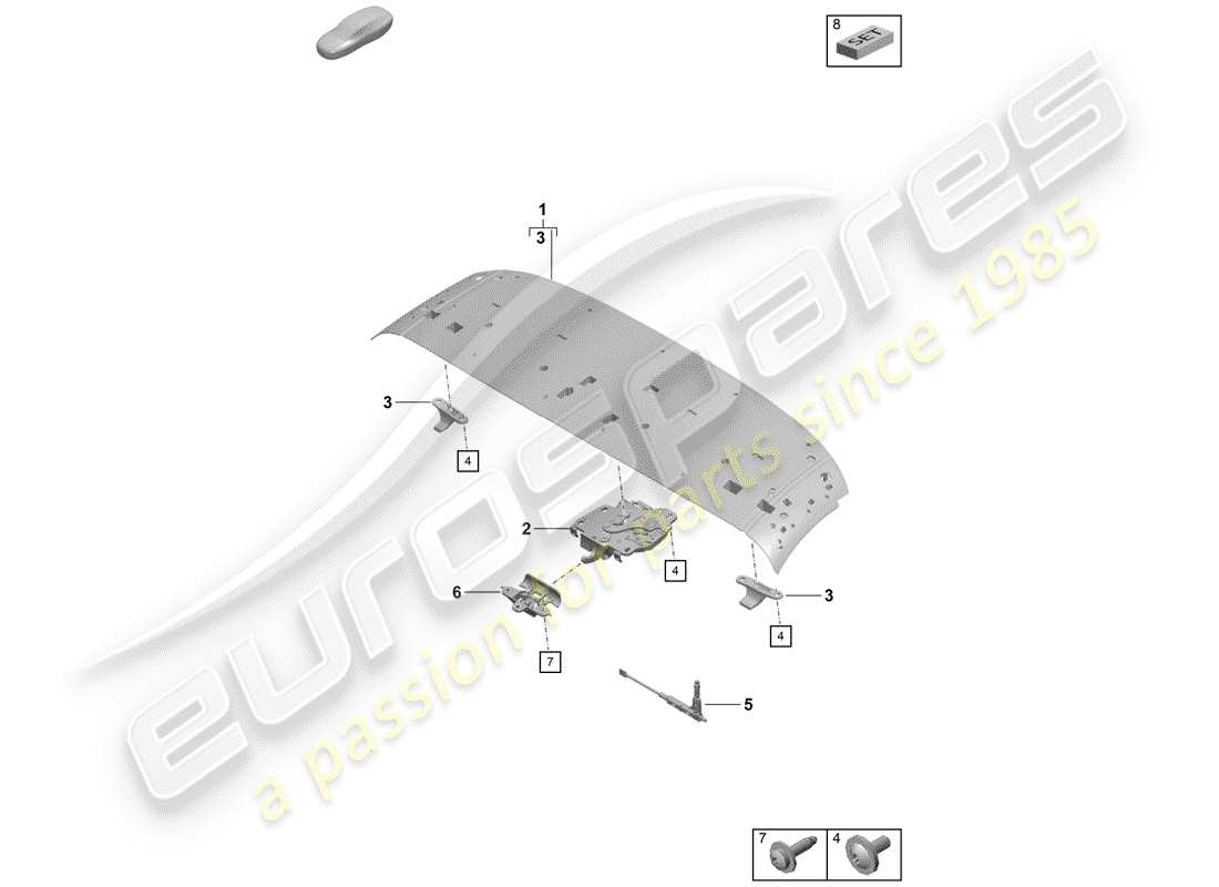 Porsche Boxster Spyder (2019) telaio superiore Diagramma delle parti