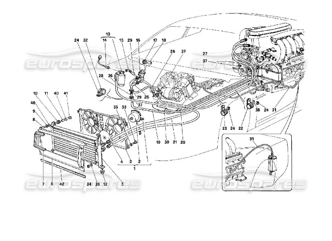 Ferrari 512 TR Sistema di aria condizionata Diagramma delle parti