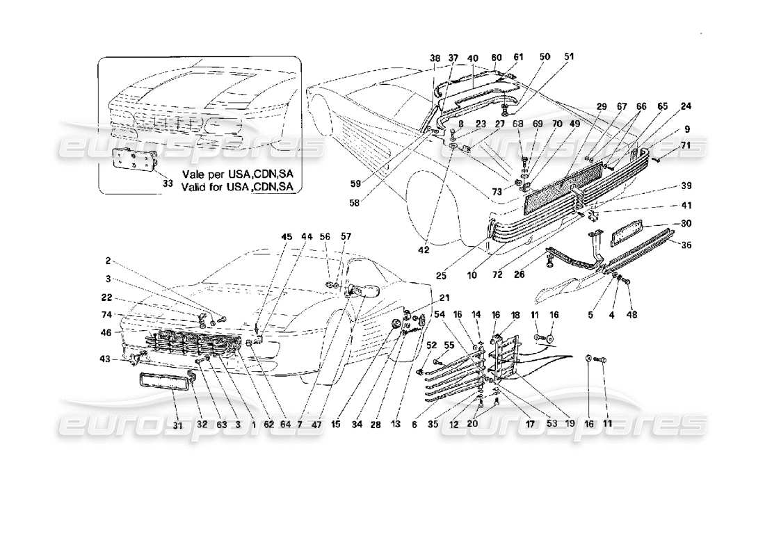 Ferrari 512 TR Finiture esterne Diagramma delle parti
