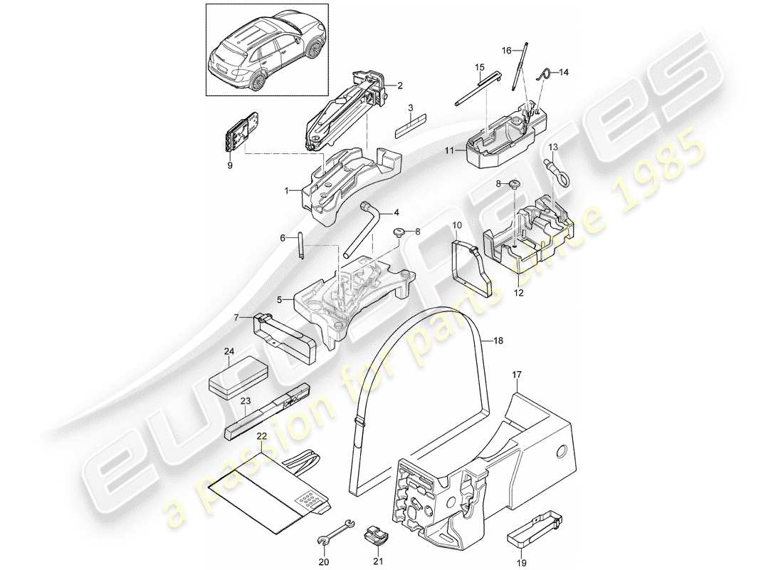 Porsche Cayenne E2 (2015) attrezzo Diagramma delle parti