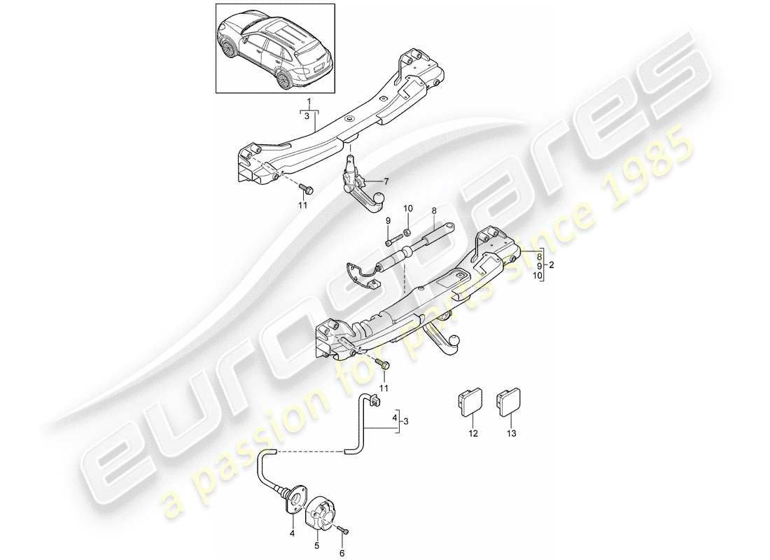 Porsche Cayenne E2 (2015) GANCIO DI TRAINO Diagramma delle parti