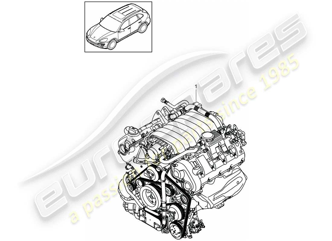 Porsche Cayenne E2 (2015) motore sostitutivo Diagramma delle parti