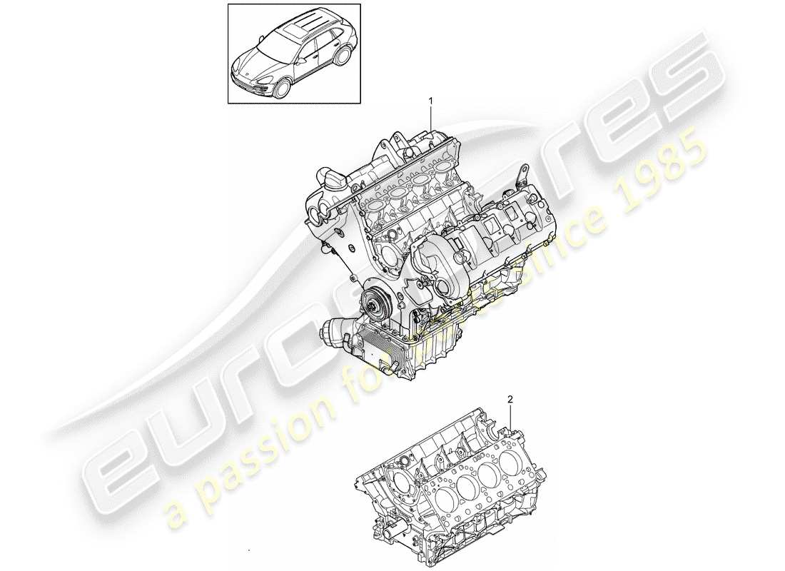 Porsche Cayenne E2 (2015) blocco lungo Diagramma delle parti