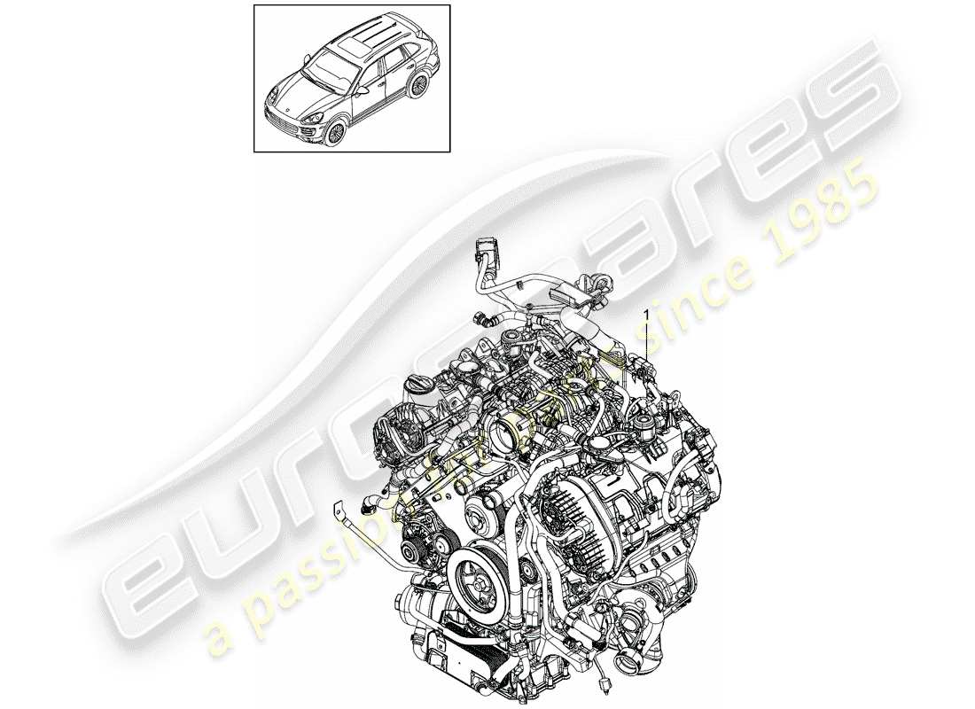 Porsche Cayenne E2 (2015) motore sostitutivo Diagramma delle parti