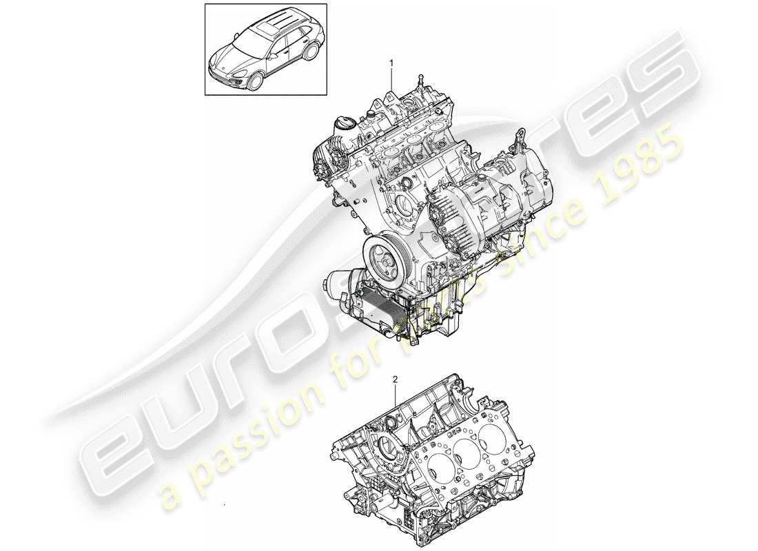 Porsche Cayenne E2 (2015) blocco lungo Diagramma delle parti