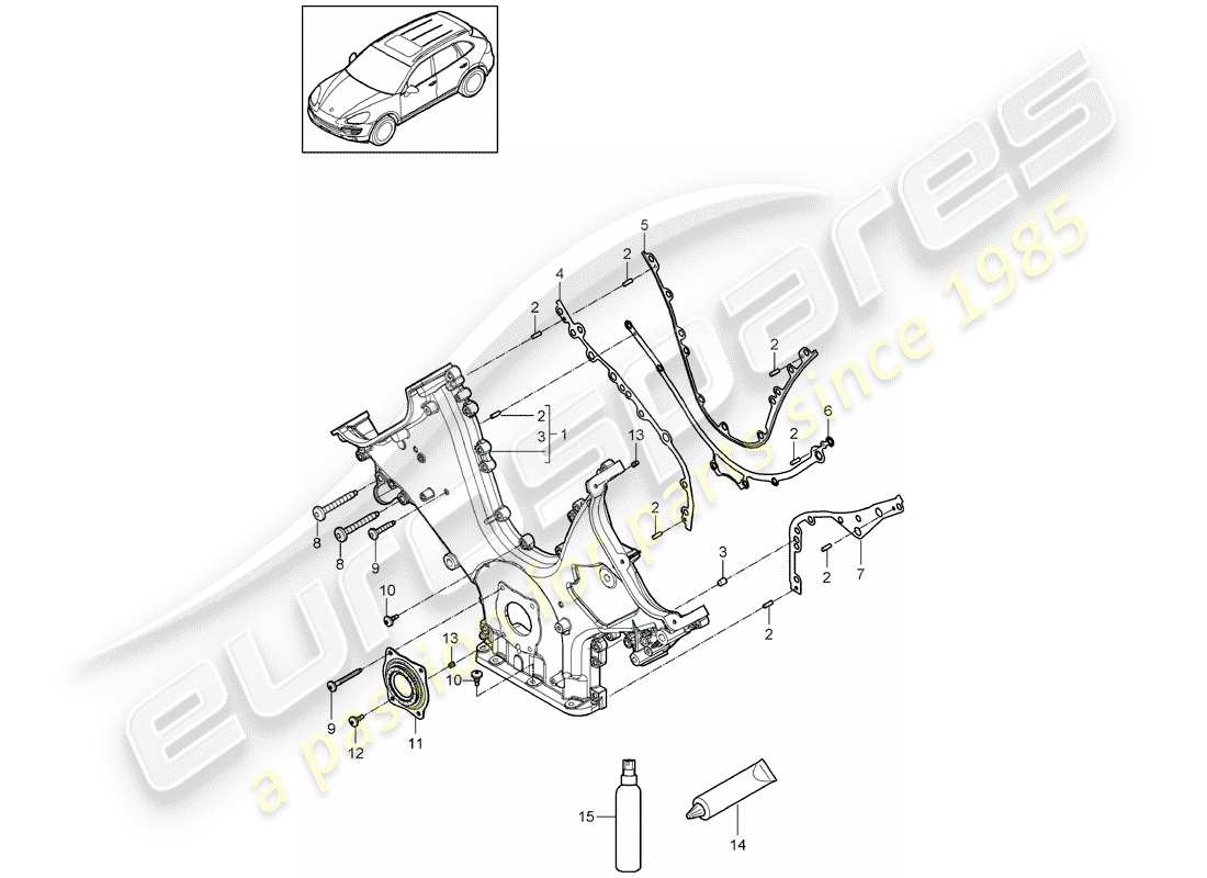 Porsche Cayenne E2 (2015) copertura per catena di distribuzione Diagramma delle parti