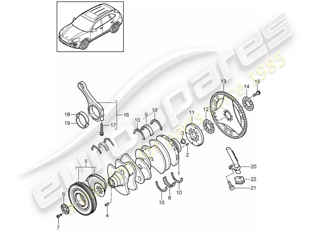 Porsche Cayenne E2 (2015) Albero a gomiti Diagramma delle parti