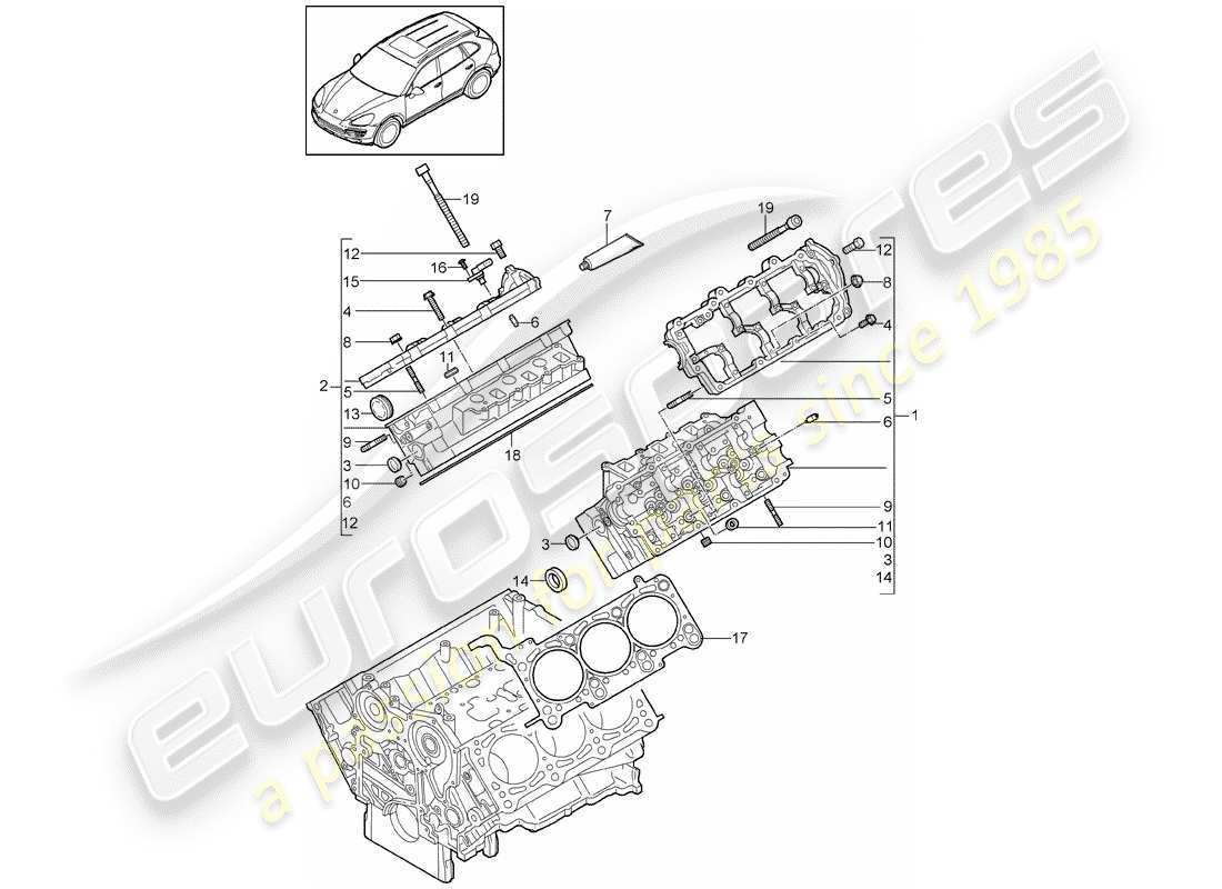 Porsche Cayenne E2 (2015) TESTATA Diagramma delle parti