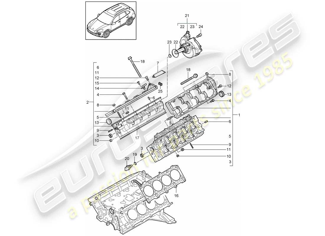 Porsche Cayenne E2 (2015) TESTATA Diagramma delle parti