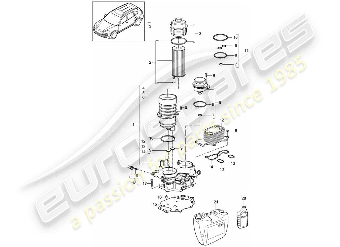 Porsche Cayenne E2 (2015) FILTRO DELL'OLIO Diagramma delle parti