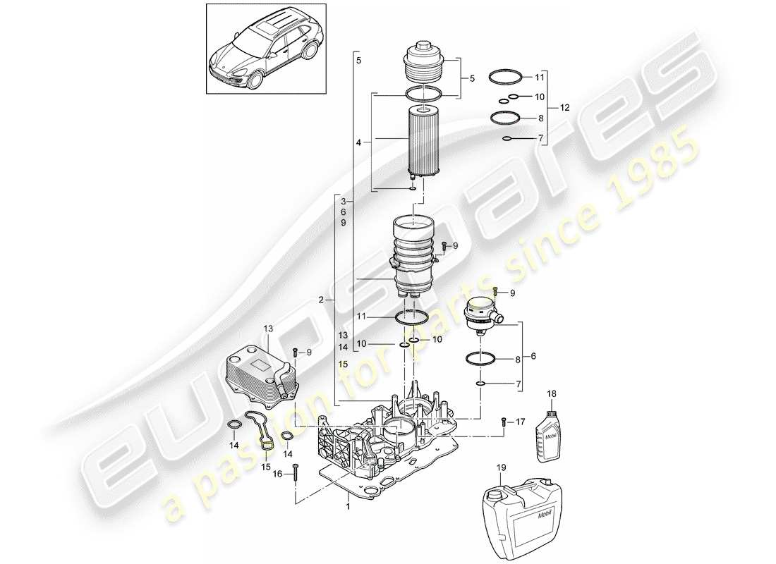 Porsche Cayenne E2 (2015) FILTRO DELL'OLIO Diagramma delle parti