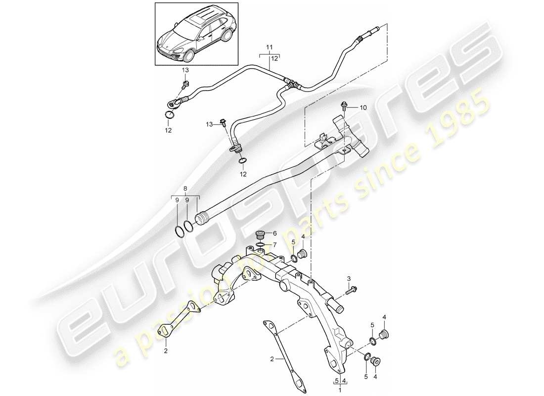Porsche Cayenne E2 (2015) raffreddamento ad acqua 1 Diagramma delle parti